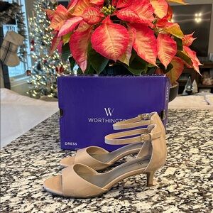 Worthington Women's Beige Ankle Strap Heels Size 7.5